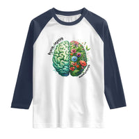 Traumatic Brain Injury Awareness Raglan Shirt TBI Warrior Green Floral Brain