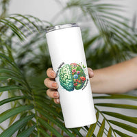 Traumatic Brain Injury Awareness Skinny Tumbler TBI Warrior Green Floral Brain