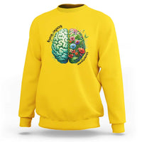 Traumatic Brain Injury Awareness Sweatshirt TBI Warrior Green Floral Brain