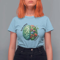 Traumatic Brain Injury Awareness T Shirt For Women TBI Warrior Green Floral Brain