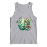 Traumatic Brain Injury Awareness Tank Top TBI Warrior Green Floral Brain