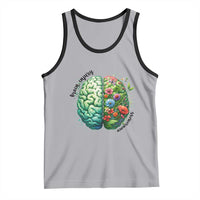 Traumatic Brain Injury Awareness Tank Top TBI Warrior Green Floral Brain