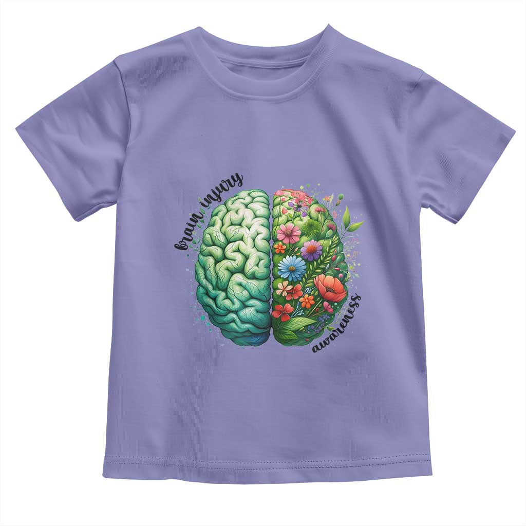 Traumatic Brain Injury Awareness Toddler T Shirt TBI Warrior Green Floral Brain