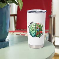 Traumatic Brain Injury Awareness Tumbler Cup TBI Warrior Green Floral Brain