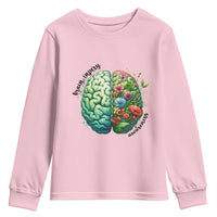Traumatic Brain Injury Awareness Youth Sweatshirt TBI Warrior Green Floral Brain