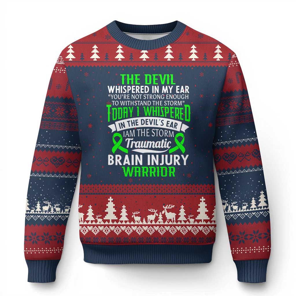 Traumatic Brain Injury Awareness Ugly Christmas Sweater TBI Warrior I Am The Storm - Wonder Print Shop