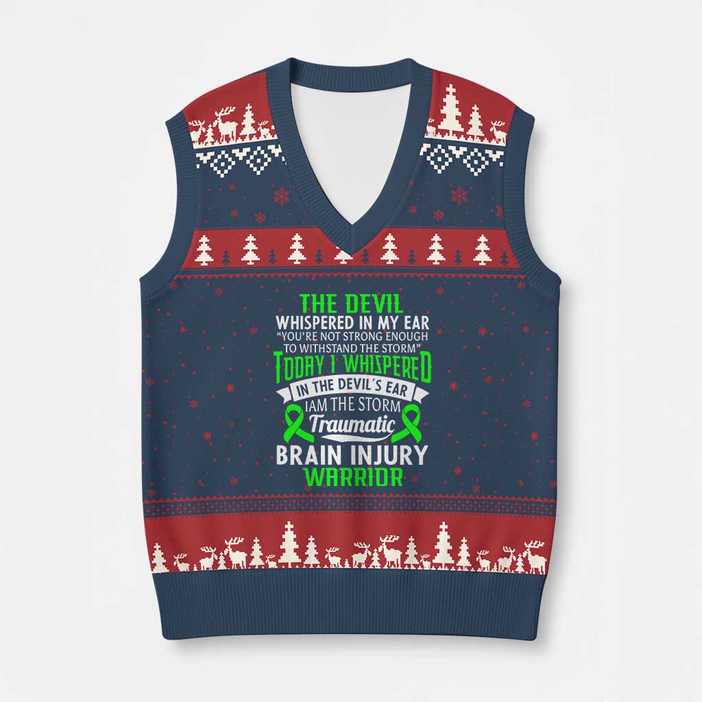 Traumatic Brain Injury Awareness V-Neck Knit Sweater Vest TBI Warrior I Am The Storm - Wonder Print Shop