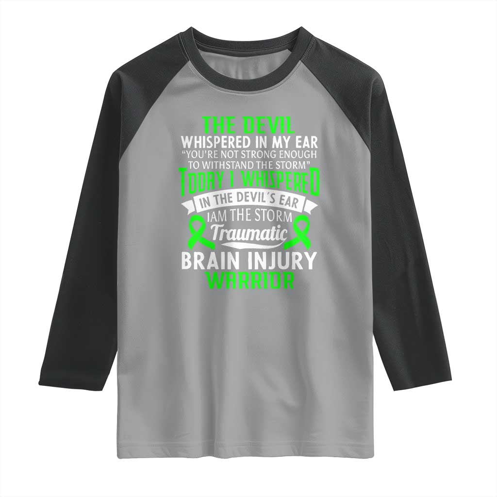 Traumatic Brain Injury Awareness Raglan Shirt TBI Warrior I Am The Storm