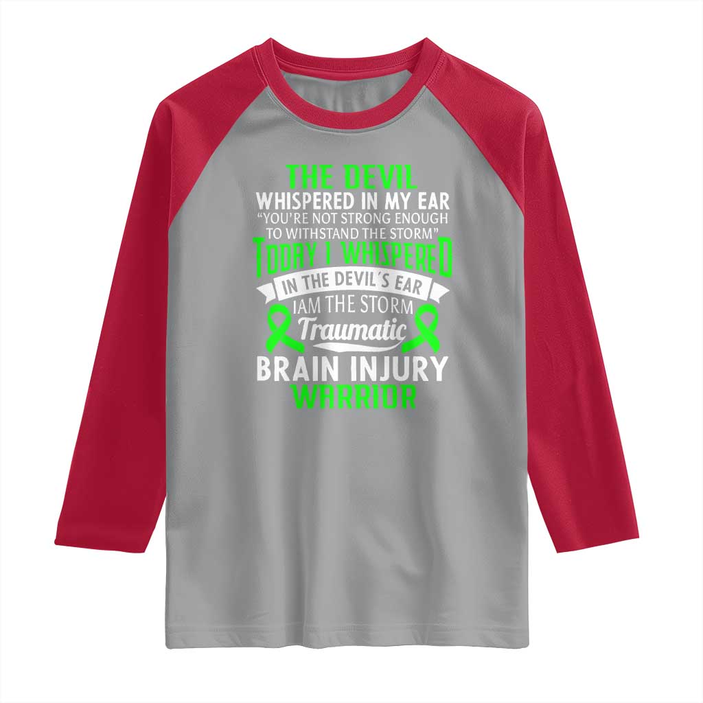 Traumatic Brain Injury Awareness Raglan Shirt TBI Warrior I Am The Storm