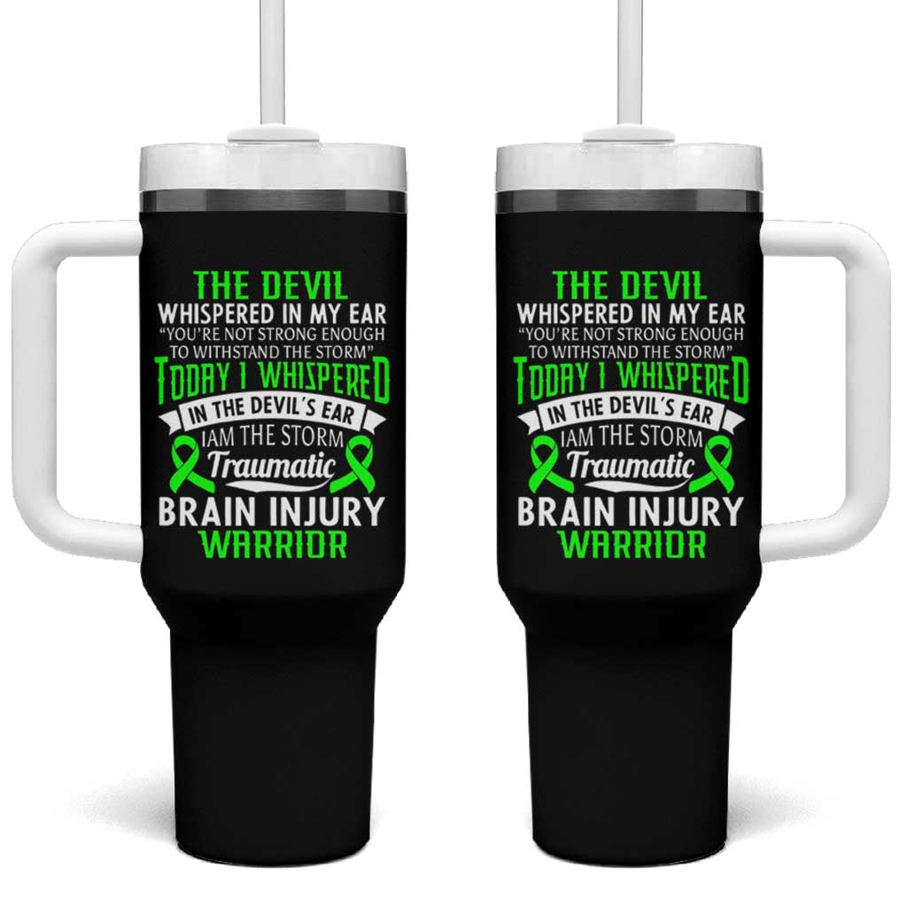 Traumatic Brain Injury Awareness Tumbler With Handle TBI Warrior I Am The Storm