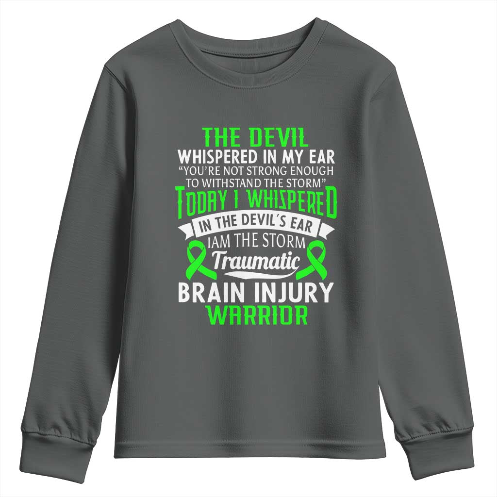 Traumatic Brain Injury Awareness Youth Sweatshirt TBI Warrior I Am The Storm