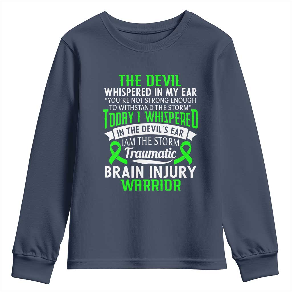 Traumatic Brain Injury Awareness Youth Sweatshirt TBI Warrior I Am The Storm