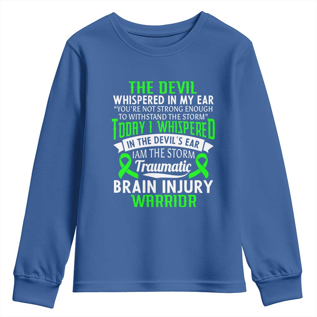 Traumatic Brain Injury Awareness Youth Sweatshirt TBI Warrior I Am The Storm
