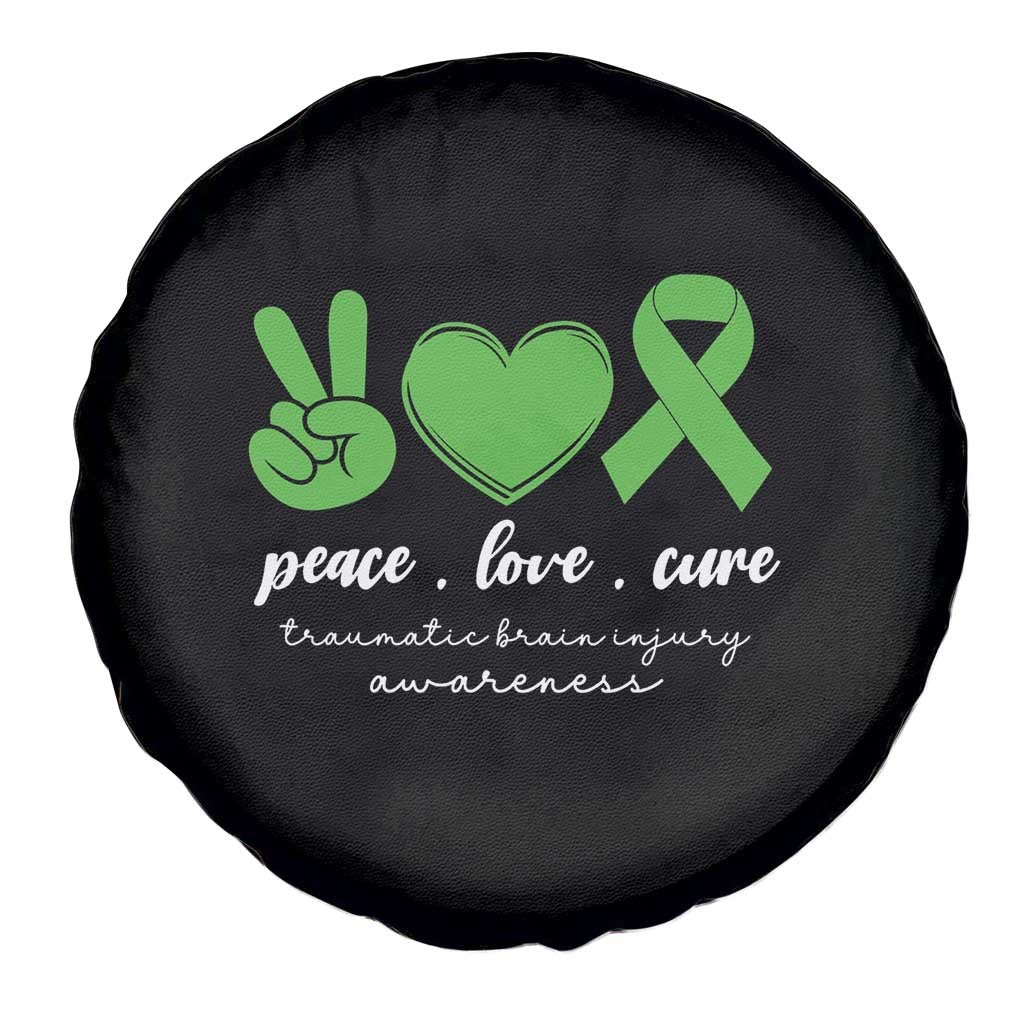 Traumatic Brain Injury Awareness Spare Tire Cover Peace Love Cure TBI Warrior
