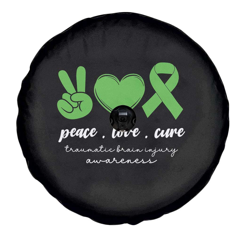 Traumatic Brain Injury Awareness Spare Tire Cover Peace Love Cure TBI Warrior
