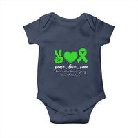Traumatic Brain Injury Awareness Baby Onesie Peace Love Cure TBI Warrior