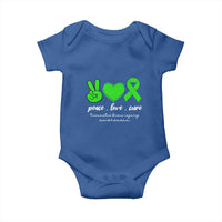 Traumatic Brain Injury Awareness Baby Onesie Peace Love Cure TBI Warrior