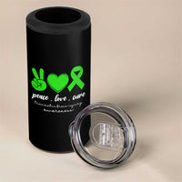 Traumatic Brain Injury Awareness 4 in 1 Can Cooler Tumbler Peace Love Cure TBI Warrior