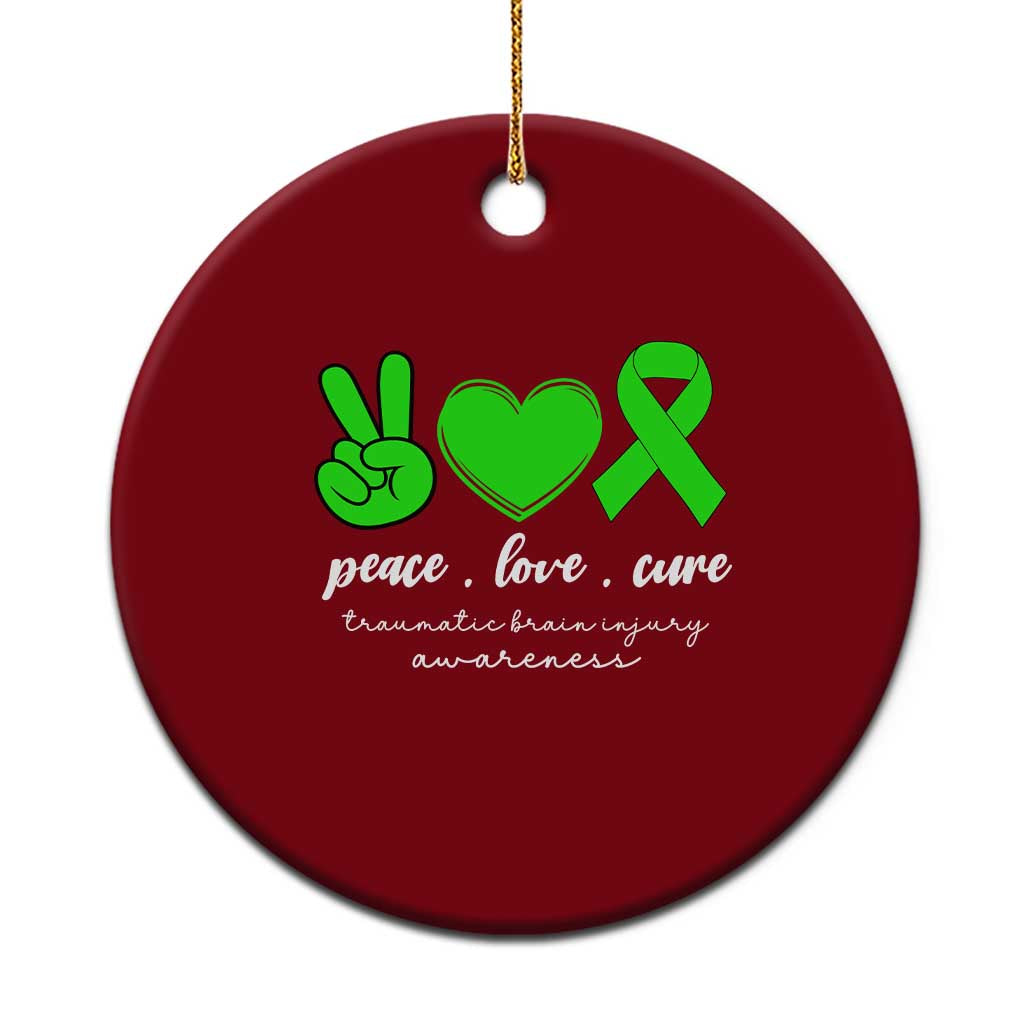 Traumatic Brain Injury Awareness Ceramic Ornament Peace Love Cure TBI Warrior - Wonder Print Shop