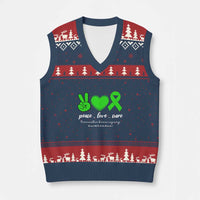 Traumatic Brain Injury Awareness V-Neck Knit Sweater Vest Peace Love Cure TBI Warrior - Wonder Print Shop