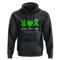 Traumatic Brain Injury Awareness Hoodie Peace Love Cure TBI Warrior