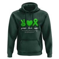 Traumatic Brain Injury Awareness Hoodie Peace Love Cure TBI Warrior