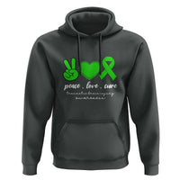 Traumatic Brain Injury Awareness Hoodie Peace Love Cure TBI Warrior