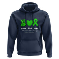 Traumatic Brain Injury Awareness Hoodie Peace Love Cure TBI Warrior