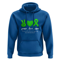 Traumatic Brain Injury Awareness Hoodie Peace Love Cure TBI Warrior