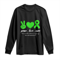 Traumatic Brain Injury Awareness Long Sleeve Shirt Peace Love Cure TBI Warrior