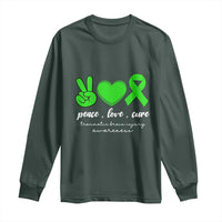 Traumatic Brain Injury Awareness Long Sleeve Shirt Peace Love Cure TBI Warrior