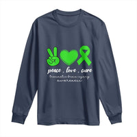 Traumatic Brain Injury Awareness Long Sleeve Shirt Peace Love Cure TBI Warrior