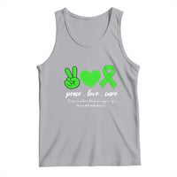 Traumatic Brain Injury Awareness Tank Top Peace Love Cure TBI Warrior