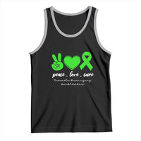 Traumatic Brain Injury Awareness Tank Top Peace Love Cure TBI Warrior