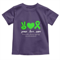 Traumatic Brain Injury Awareness Toddler T Shirt Peace Love Cure TBI Warrior