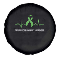 Traumatic Brain Injury Awareness Spare Tire Cover TBI Warrior Heartbeat Green Ribbon