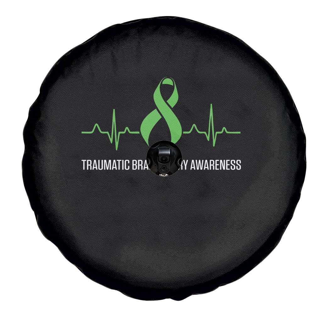 Traumatic Brain Injury Awareness Spare Tire Cover TBI Warrior Heartbeat Green Ribbon