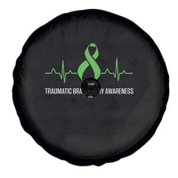 Traumatic Brain Injury Awareness Spare Tire Cover TBI Warrior Heartbeat Green Ribbon