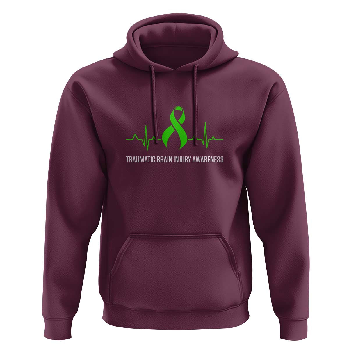 Traumatic Brain Injury Awareness Hoodie TBI Warrior Heartbeat Green Ribbon