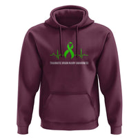 Traumatic Brain Injury Awareness Hoodie TBI Warrior Heartbeat Green Ribbon