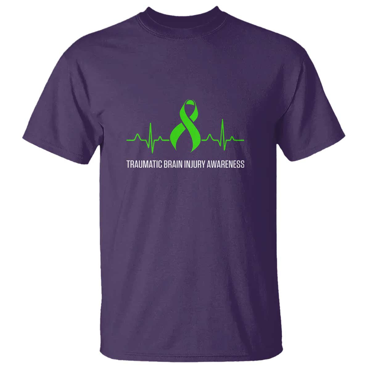 Traumatic Brain Injury Awareness T Shirt TBI Warrior Heartbeat Green Ribbon