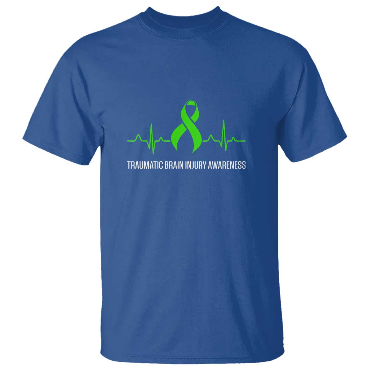 Traumatic Brain Injury Awareness T Shirt TBI Warrior Heartbeat Green Ribbon