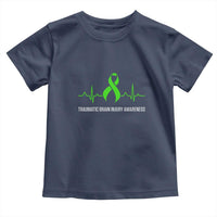 Traumatic Brain Injury Awareness Toddler T Shirt TBI Warrior Heartbeat Green Ribbon