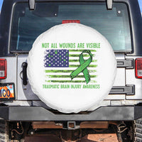 Traumatic Brain Injury Awareness Spare Tire Cover Not All Wounds Are Visible TBI Warrior American Flag