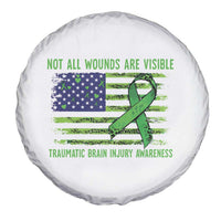 Traumatic Brain Injury Awareness Spare Tire Cover Not All Wounds Are Visible TBI Warrior American Flag