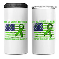 Traumatic Brain Injury Awareness 4 in 1 Can Cooler Tumbler Not All Wounds Are Visible TBI Warrior American Flag