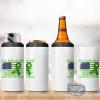 Traumatic Brain Injury Awareness 4 in 1 Can Cooler Tumbler Not All Wounds Are Visible TBI Warrior American Flag