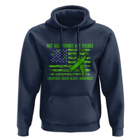 Traumatic Brain Injury Awareness Hoodie Not All Wounds Are Visible TBI Warrior American Flag
