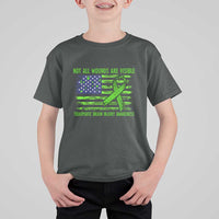 Traumatic Brain Injury Awareness T Shirt For Kid Not All Wounds Are Visible TBI Warrior American Flag