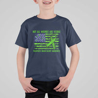 Traumatic Brain Injury Awareness T Shirt For Kid Not All Wounds Are Visible TBI Warrior American Flag